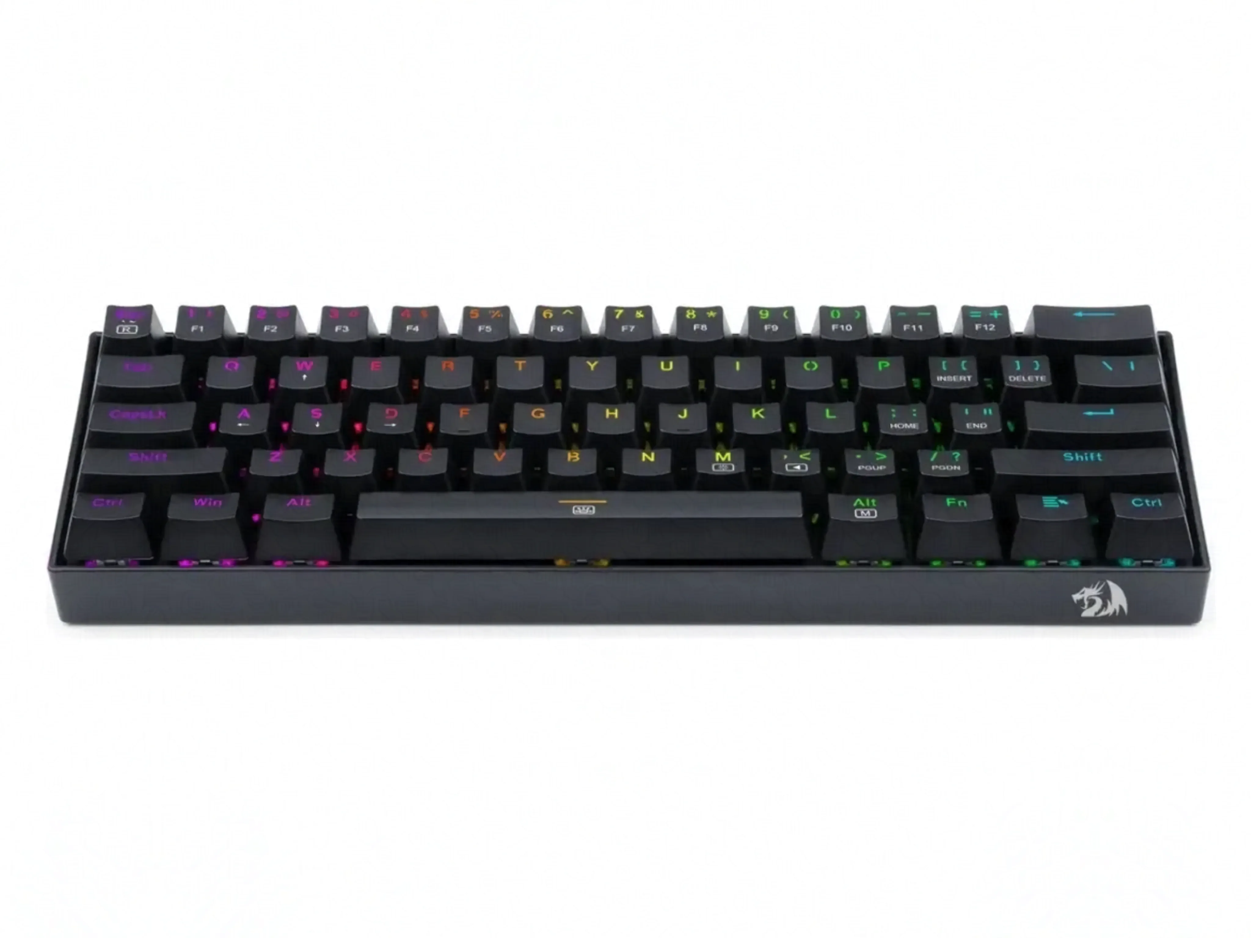 TECLADO GAMER CON CABLE REDRAGON  Dragonborn K630  Red 60% Rgb Esp  color negro