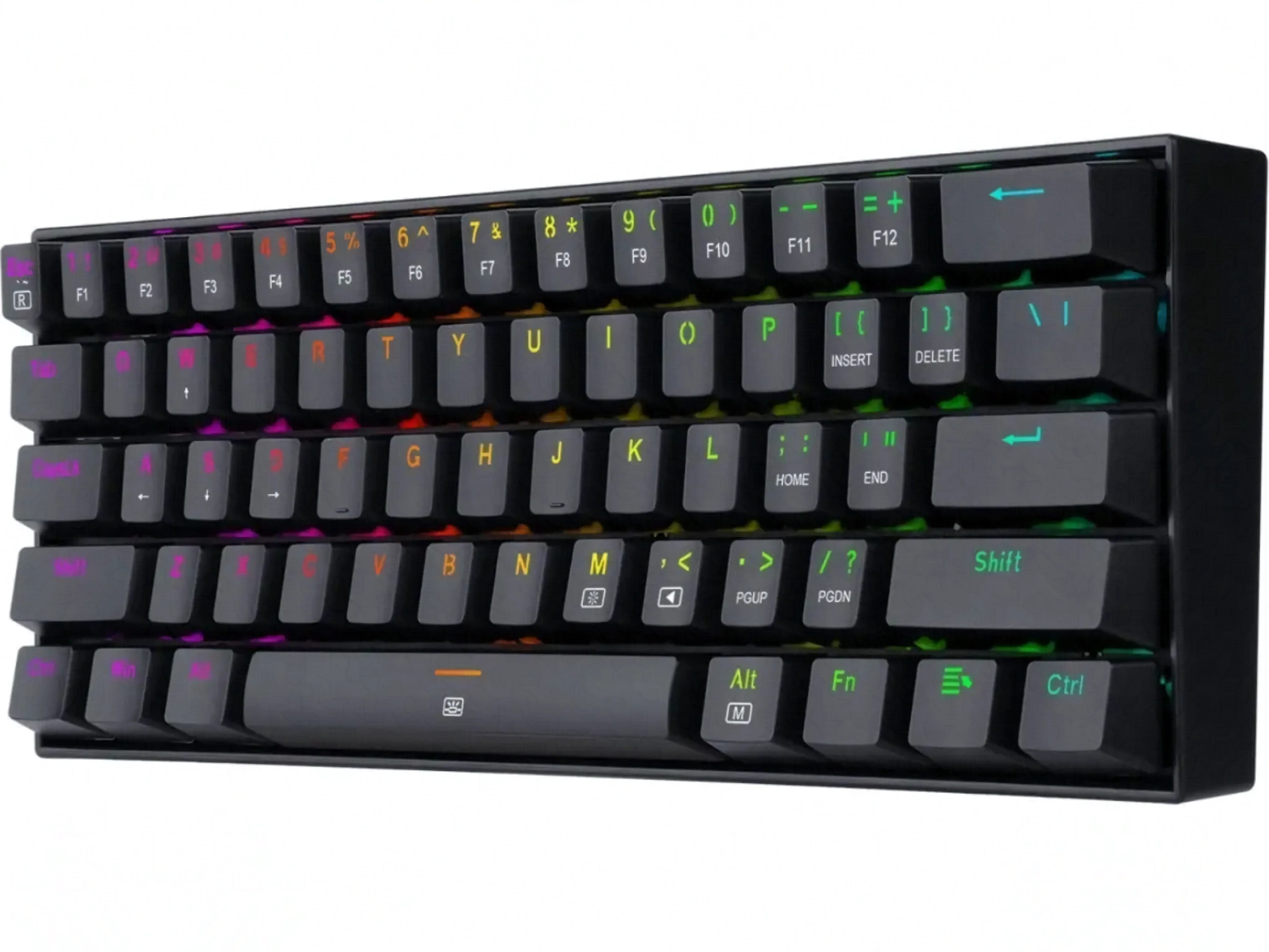 TECLADO GAMER CON CABLE REDRAGON  Dragonborn K630  Red 60% Rgb Esp  color negro