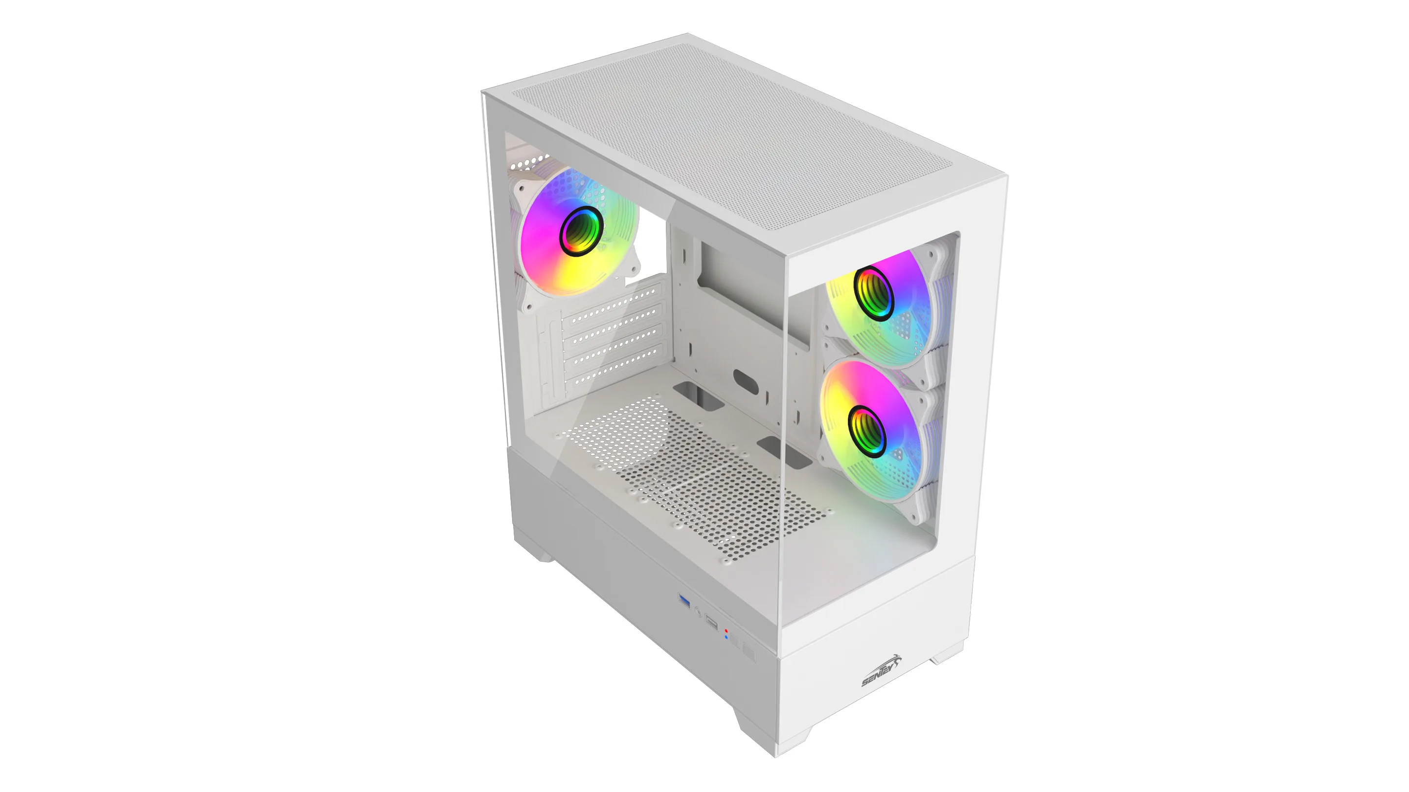 GABINETE MICRO ATX  SENTEY H30, White , 5 Fan argb , Vidrio Lat/Frontal  GAMER