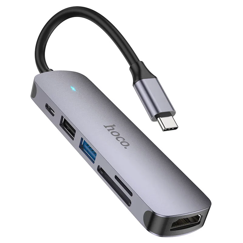 DOCKING HUB  HOCO  PREMIUM  HB28 6-in-1 USB-C  PD 60W   ALUMINIO