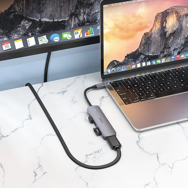 DOCKING HUB  HOCO  PREMIUM  HB28 6-in-1 USB-C  PD 60W   ALUMINIO