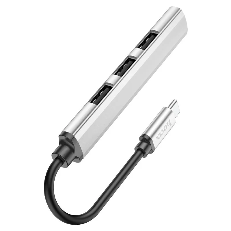 HUB HOCO PREMIUM  TIPO C  hub 4-in-1 “HB26” USB3.0+USB2.0*3  ALUMINIO