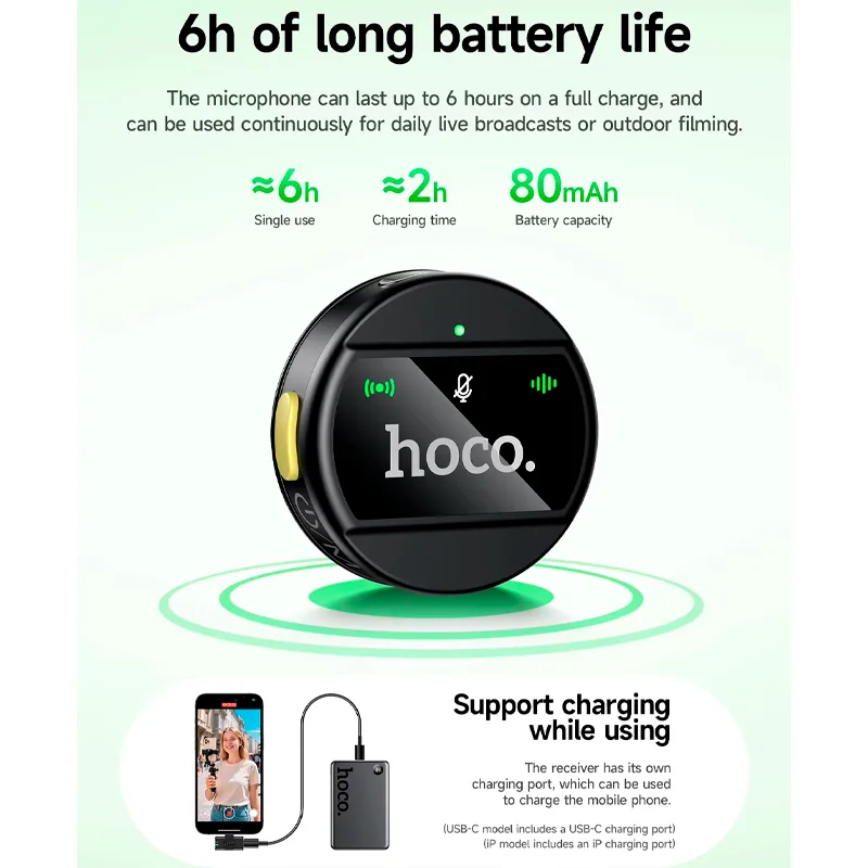 MICROFONO CORBATERO HOCO PREMIUM L21 6Hrs   TIPO C   