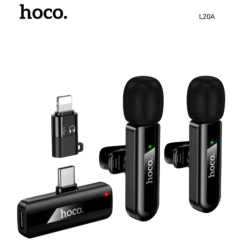 MICROFONO DUAL CORBATERO HOCO PREMIUM L20A Fair   C + LIGHTNING