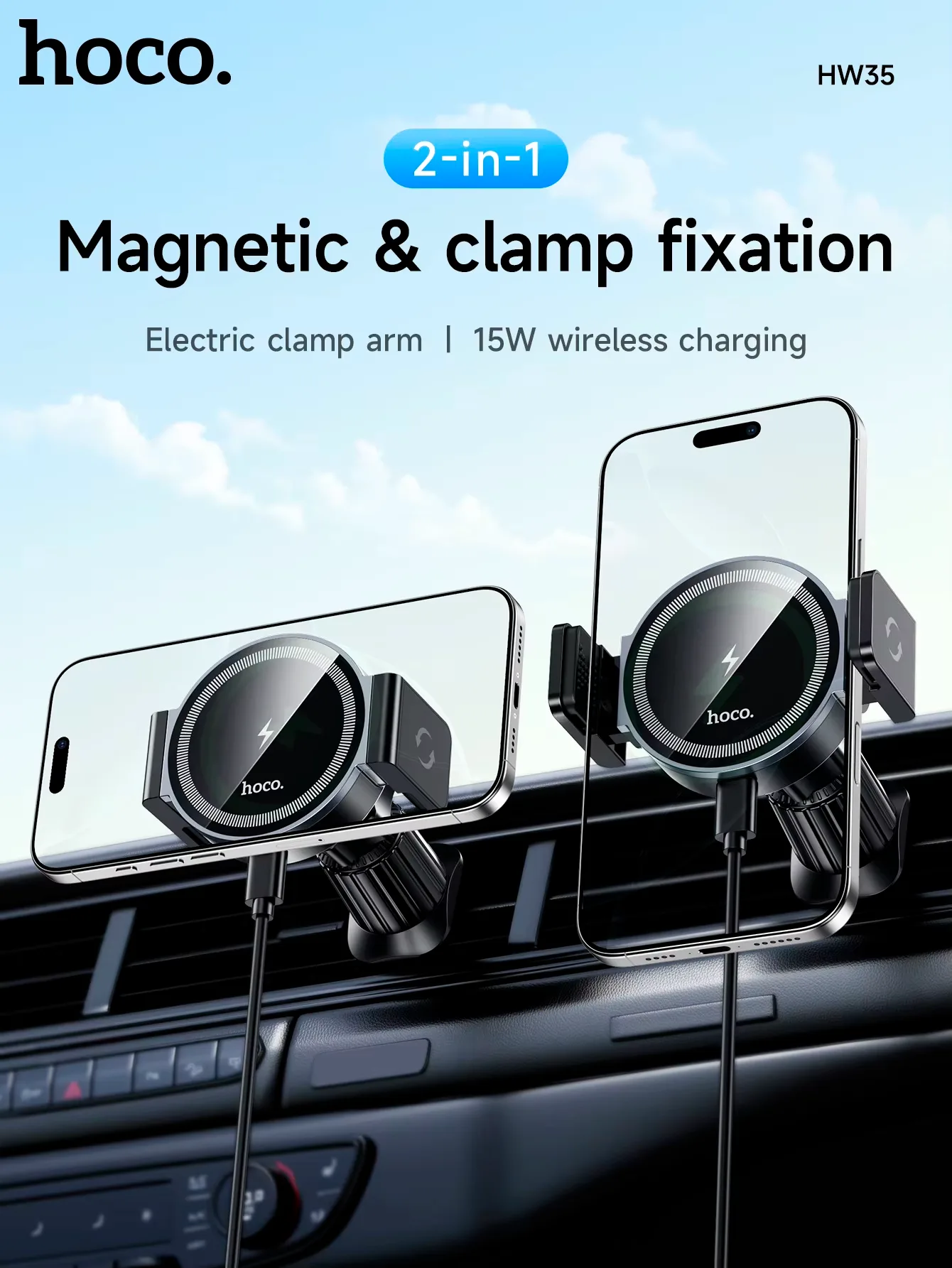 SOPORTE AUTO MAGNETICO WIRELESS HOCO PREMIUM  
