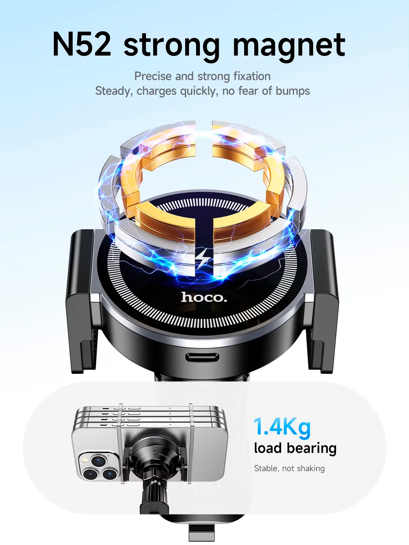SOPORTE AUTO MAGNETICO WIRELESS HOCO PREMIUM  