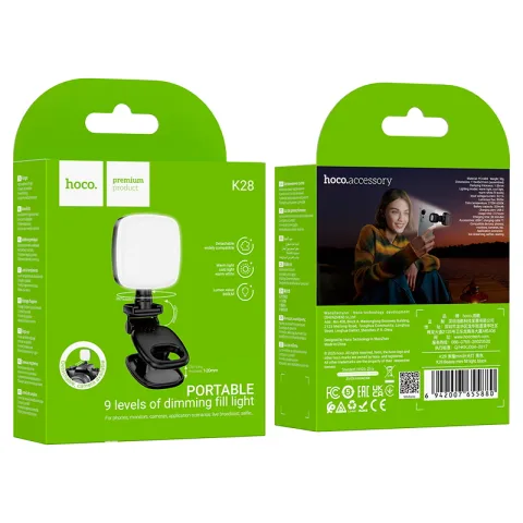 Luz de relleno portátil  HOCO PREMIUM  “K28 Beauty”  Temperatura de color ajustable