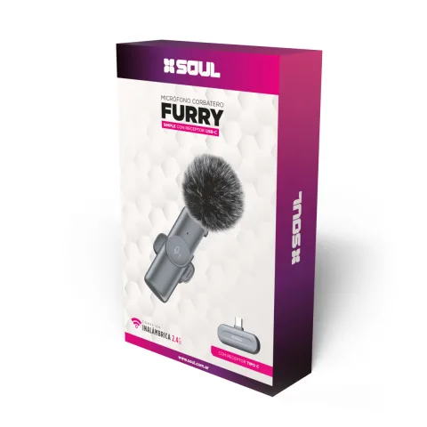 Micrófono Corbatero SOUL  Wireless Furry Simple  (Receptor C)