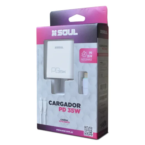 CARGADOR SOUL CON CABLE LIGHTNING A TIPO C      PD 35 W