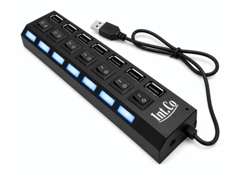 Hub USB 2.0 de 7 Puertos ,Compacto  INT.CO KQ-4919