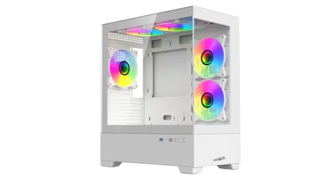 GABINETE MICRO ATX  SENTEY H30, White , 5 Fan argb , Vidrio Lat/Frontal  GAMER