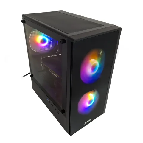 GABINETE MICRO ATX  LNZ M10 ,3 fan,vidrio templado lat/front GAMER !!