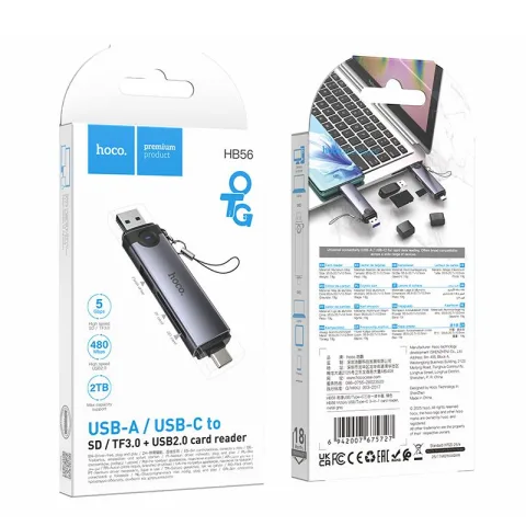 LECTOR DE MEMORIAS HOCO PREMIUM  HB 56 Victory   3 EN 1 Lee  SD/TF + OTG !!
