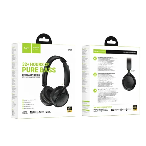 AURICULAR BT VINCHA HOCO PREMIUM  W66  32Hrs  Plegable Negro/Azul