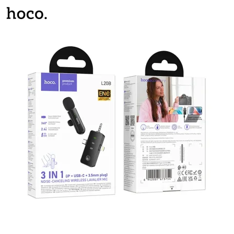 MICROFONO CORBATERO HOCO PREMIUM L20B  Fair     C/LIGHTNING/3.5mm
