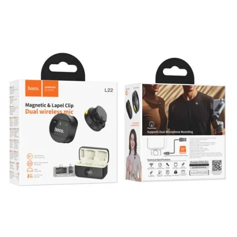 MICROFONO  DUAL CORBATERO  HOCO PREMIUM L22  BRIGHT   